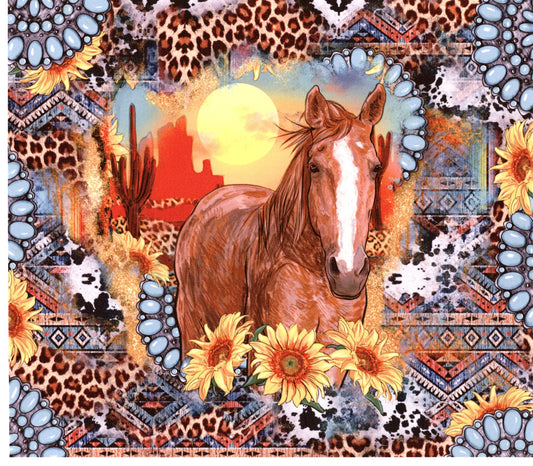 Horse with sunflowers