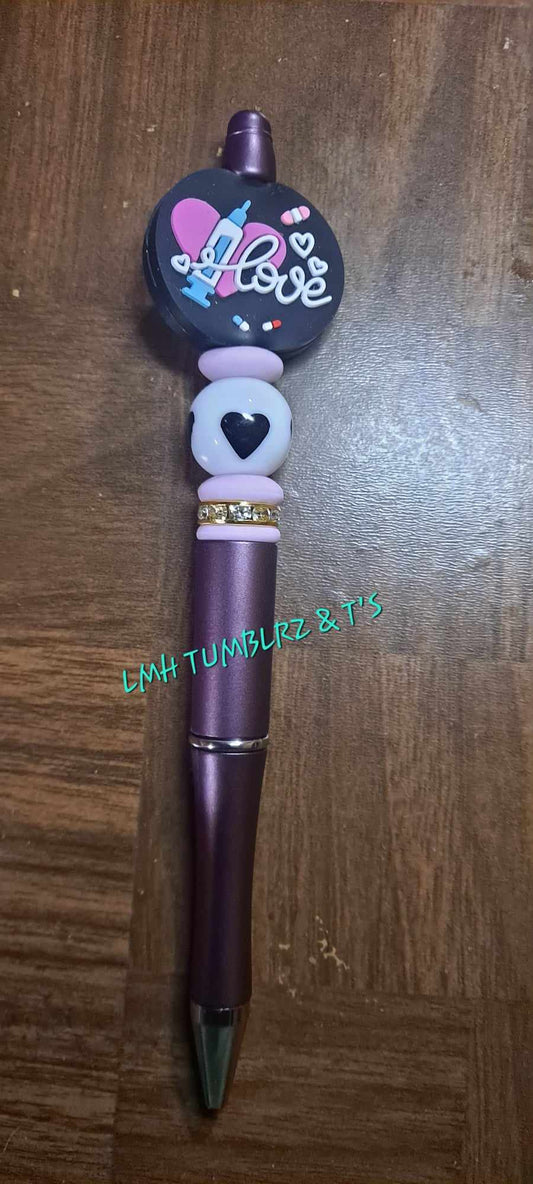 "Love Needle Focal Burgundy Pen