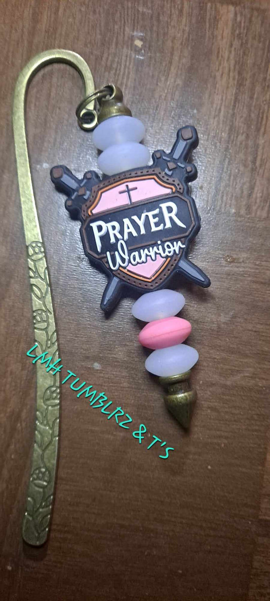 Prayer warrior pink focal gold bookmark