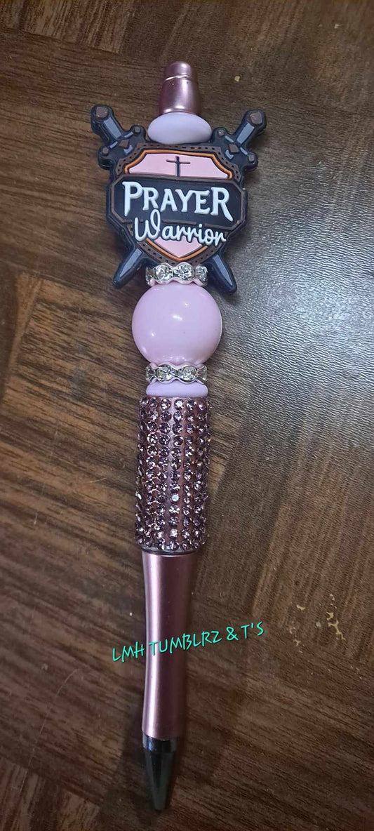 prayer warrior pink focal gold bling pen