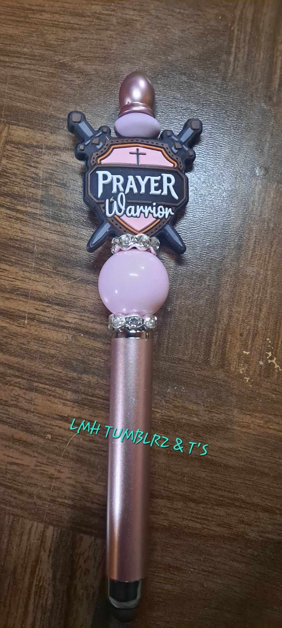 Pink prayer warrior focal rose gold stylus pen