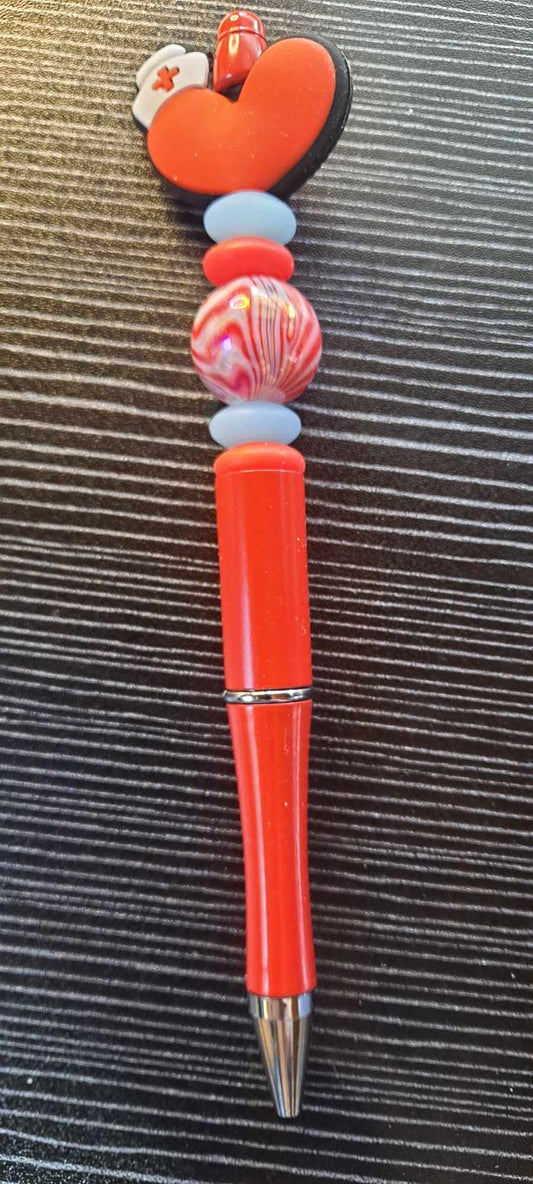 Red heart RN focal orange pen