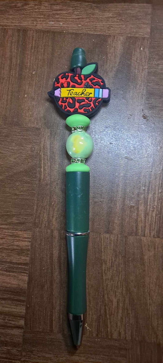 Teacher pencil focal dark green pen
