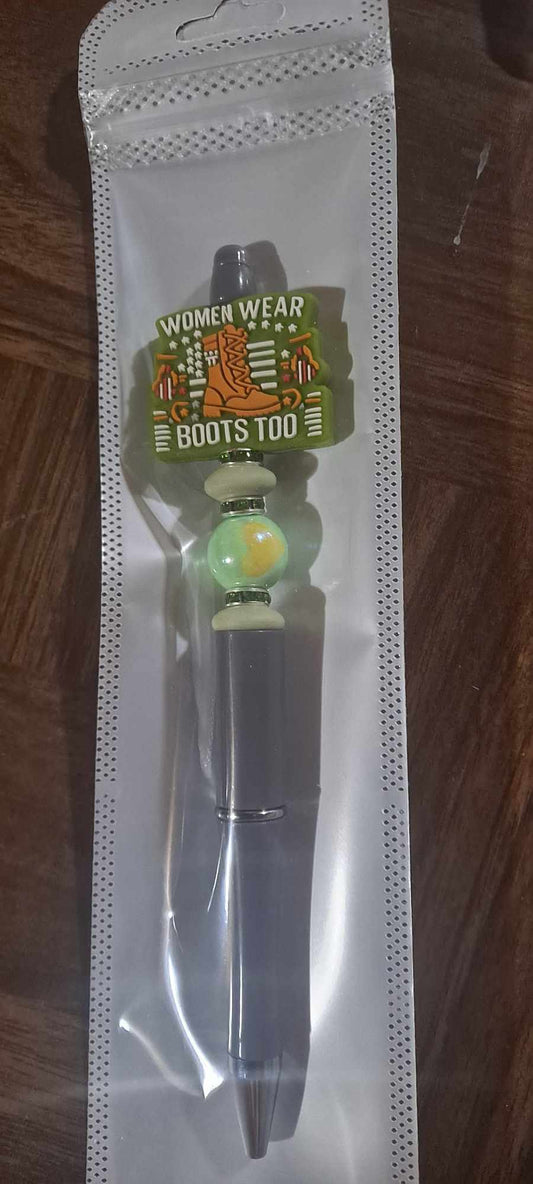 Women Wear Boots Too Focal Dark Green Pen