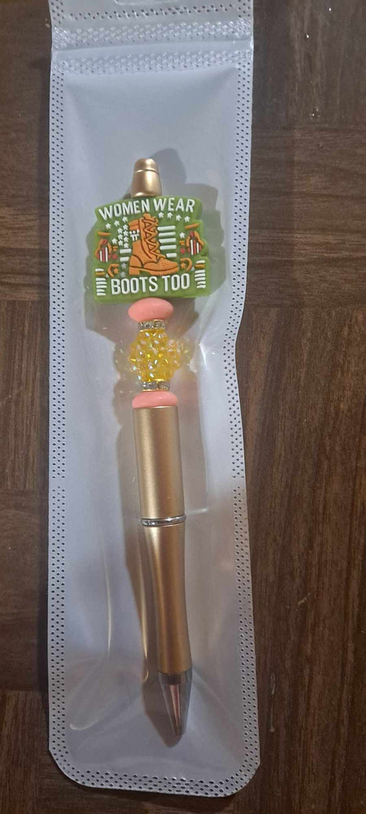 Women wear boots too focal gold pen