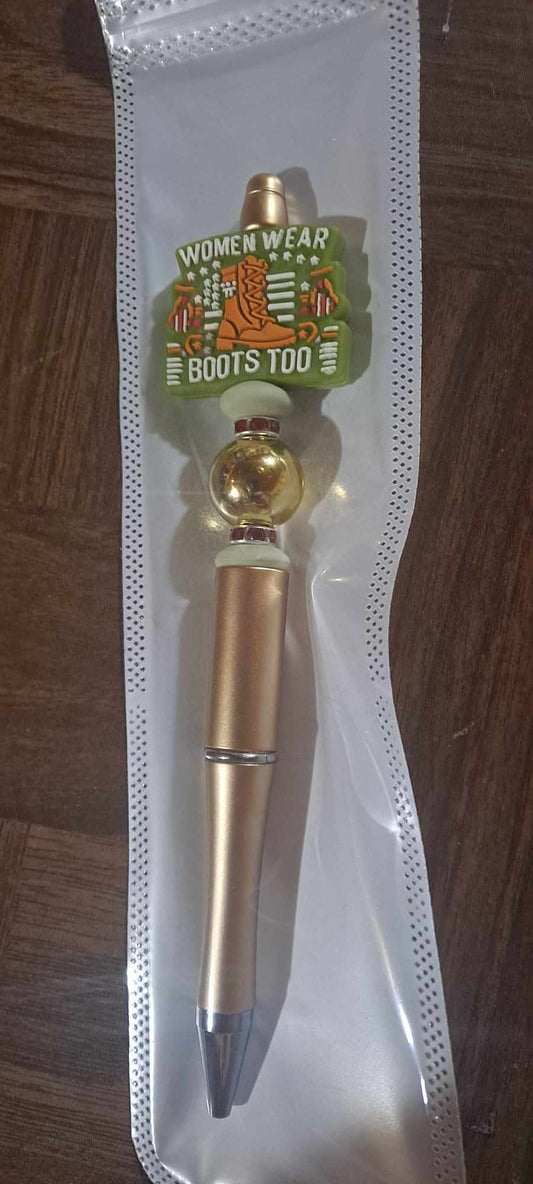 Women wear boots too focal gold pen